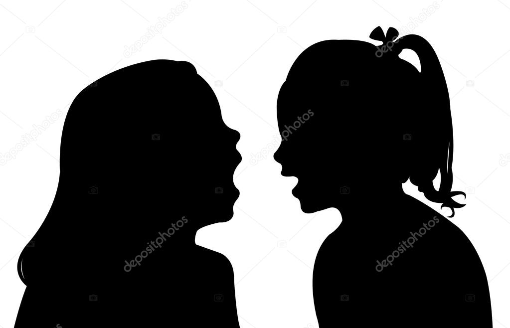 communicating girls silhouette vector