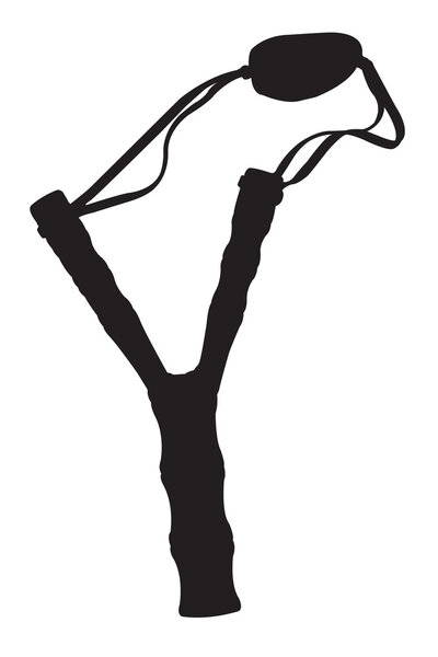 рогатка, вектор силуэта черного цвета
