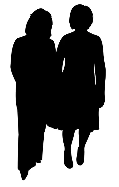 Two Lady Together Silhouette Vector — Stock Vector