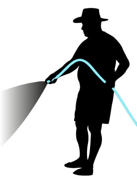 sulama, bir adam siluet vektör