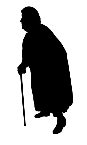 Old Lady Baton Silhouette Vector — Stock Vector