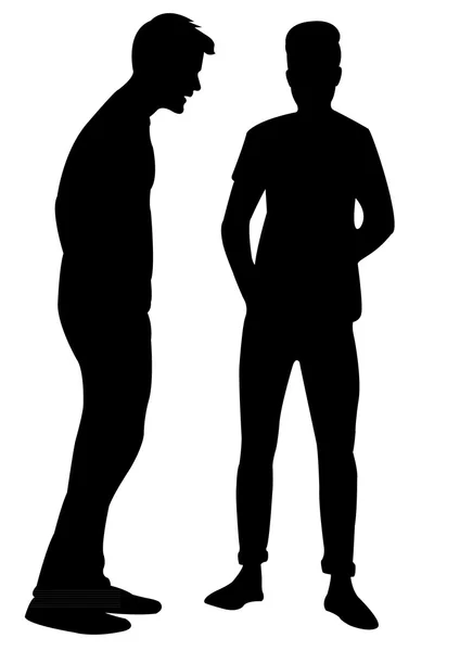 Deux Amis Hommes Silhouette Vecteur — Image vectorielle
