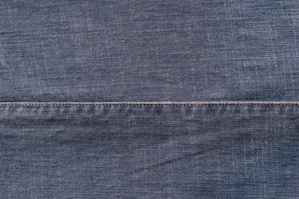 Denim textura com a costura costurada de cor azul pálido — Fotografia de Stock