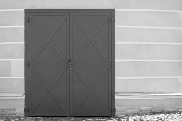 Büyük demir kapı ve kapı tek renkli sesi — Stok fotoğraf