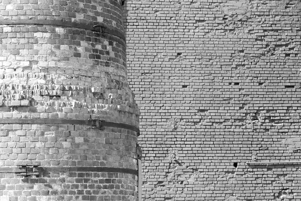 Baca closeup ve tek renkli sesi bir tuğla duvar parçası — Stok fotoğraf