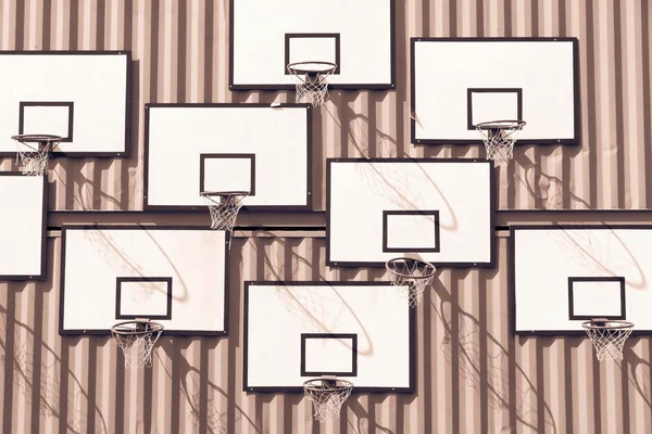several basketball baskets of monochrome tone brown color