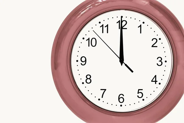 Large Analog Clock Show Hours Midnight Noon Closeup — Stock Photo, Image