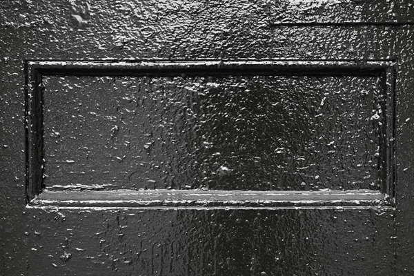 Parte Una Vieja Puerta Pintada Negro Brillante Con Elemento Forma —  Fotos de Stock