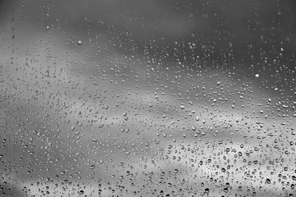 Water Drops Rain Glass Blurry Cloud Sky Abstract Textured Background — Zdjęcie stockowe