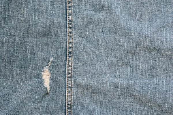 Worn Denim One Torn Hole Vertical Seam Background Wallpaper — Stock Photo, Image