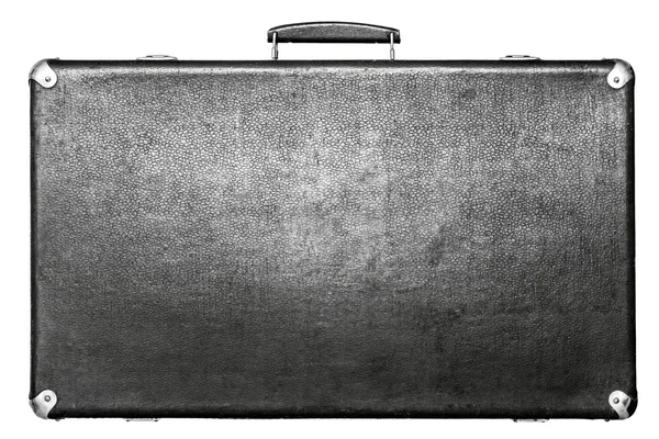 Vieja maleta de color negro sobre fondo blanco —  Fotos de Stock