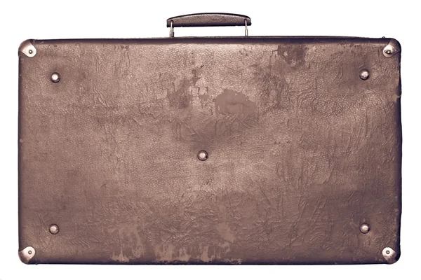 Vieja maleta marrón en un fondo blanco —  Fotos de Stock