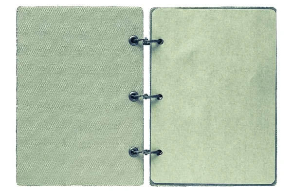 Open notebook of green color — Stock Photo, Image