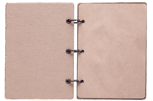 Open notebook of brown terracotta color — Stock Photo, Image