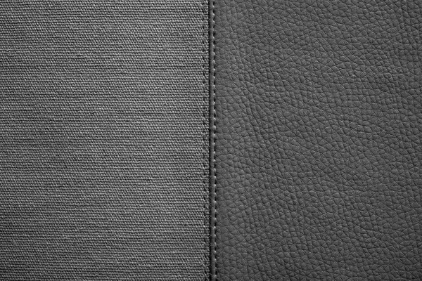 Texturas de cor preta de tecido e couro — Fotografia de Stock