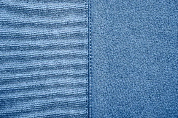 Textures of blue color from fabric and leather — Stock Photo, Image