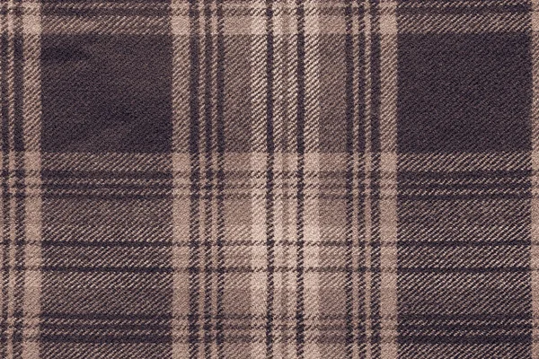 Tecido de lã marrom com um padrão quadriculado — Fotografia de Stock