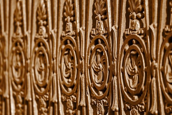 ancient forged fence of brown color