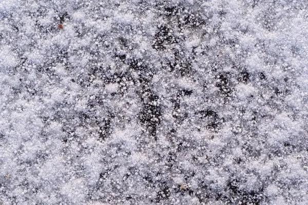 Снег и снежинки на асфальте со льдом — стоковое фото