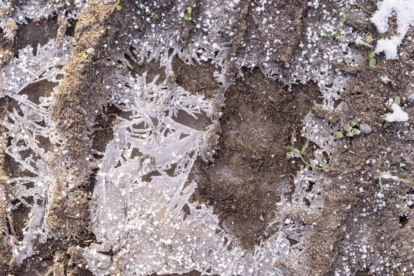 Inverno terra ghiacciata con ghiaccio — Foto Stock