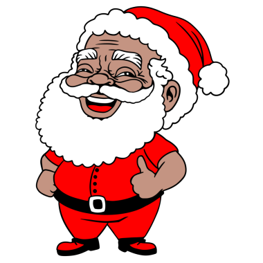 Kırmızı takım elbiseli, şapkalı, gülümseyen Noel Baba başparmak kaldıran neşeli Noel karakteri, çizimler..