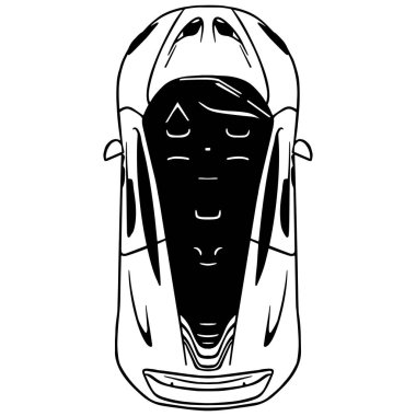 Araba Üst Görünüm Paketi SVG, İki Araç Silueti, Cricut için Minimum Otomatik Çizgi Sanat Vektörü