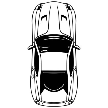 Araba Üst Görünüm Paketi SVG, İki Araç Silueti, Cricut için Minimum Otomatik Çizgi Sanat Vektörü