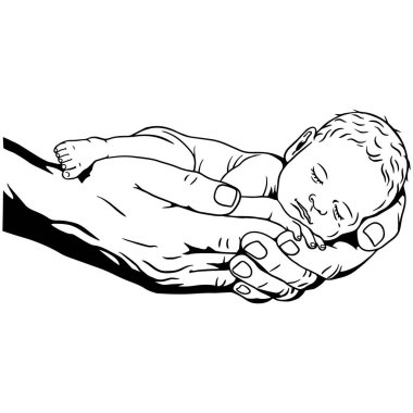 Yeni doğan bebek ellerde SVG, hassas aile hattı sanatı, Cricut için ebeveyn kucağında bebek taşıyıcısı