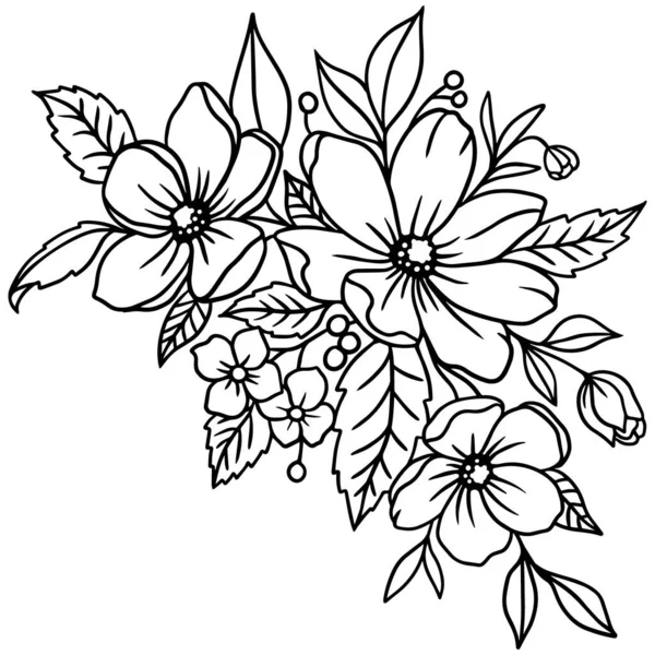 Çiçek Buketi SVG, Çizgi Sanat Çiçekleri ve Yaprakları, Cricut için Zarif Botanik Vektörü