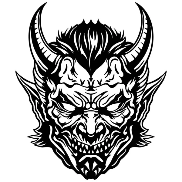 Şeytan maskeli vektör, Şeytani Boynuzlu Yüz, Kara Korku Çizgisi Cricut için SVG