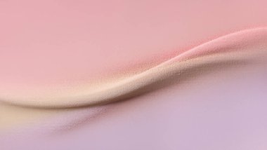 Yumuşak pastel kumaş dokusu, dalgalı ve pembe-bej gradyan. Güzellik ve moda için asgari arkaplan