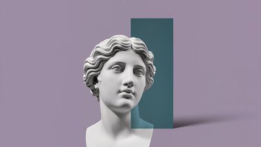 Çağdaş Sanat Kolajı Klasik Heykel Patlaması Gerçeküstü Modern Asgari Kavramsal Poster Estetik Tasarımı