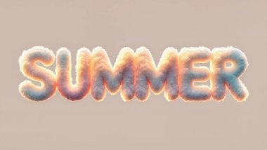 Yaz Yumuşak 3D Harfler, Yumuşak Sıcak Typography Design, Tatil Dekorasyonu ve Yazdırma için Sunny Seasonal Metin Sanatı
