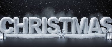 Karanlık Arkaplanda Noel Tipografisi, Buz Gibi Kış Gecesi Kutlaması, Zarif Bayram Tasarımı