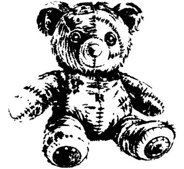 Fotokopi Biçimli Peluş Ayı Silueti, Yarı Ton Biçimi, Şeffaf Arkaplan Üzerine Ürkütücü Oyuncaklar