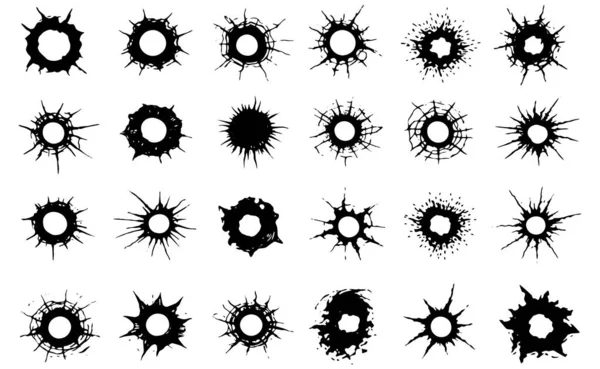 Mermi Delikleri Etki İşaretleri Paketi, Siyah ve Beyaz Silah Hasarı Çatlaklar ve Sıçratma Tasarım ve Efektleriyle Ayarlandı