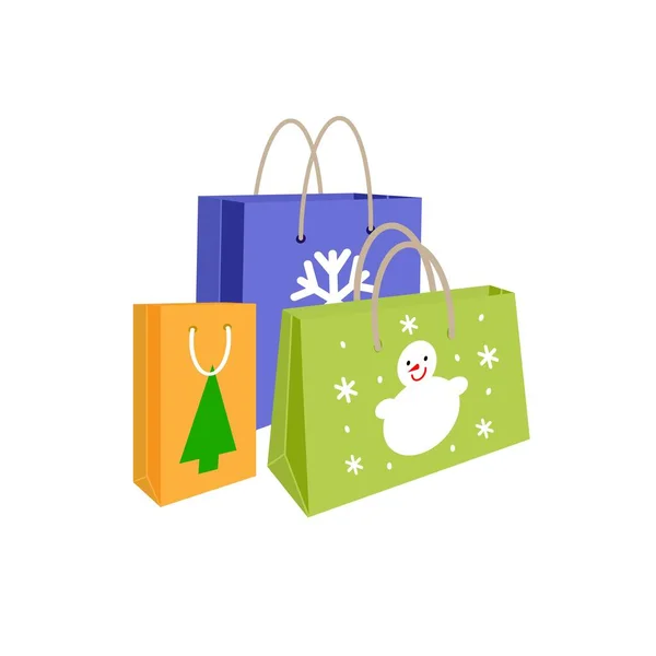 Πακέτα Βιοτεχνίας Για Την Πρωτοχρονιά Και Χριστούγεννα Ψώνια Άλλες Αγορές — Διανυσματικό Αρχείο