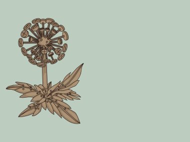 Steampunk. Metal karahindiba. Yakın plan. Mesaj için yer var. Vektör illüstrasyonu.