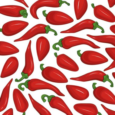 Baharatlar ve bitkiler. Doku. Acı kırmızı biber. Çizim tarzında renkli resim. Yakın plan. Vektör illüstrasyonu.