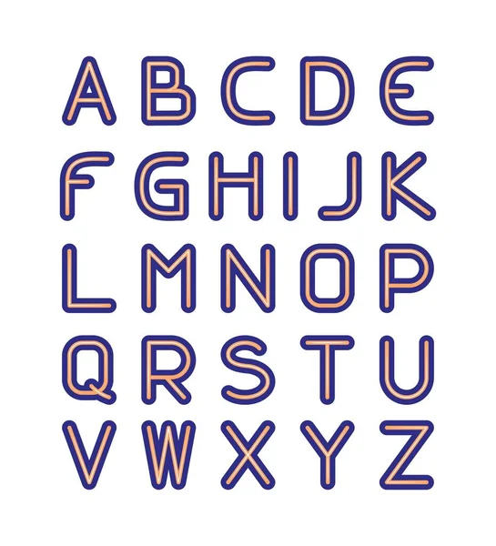 Font Printed Letters Close Color Alphabet Dark Blue Orange Pale — 스톡 벡터
