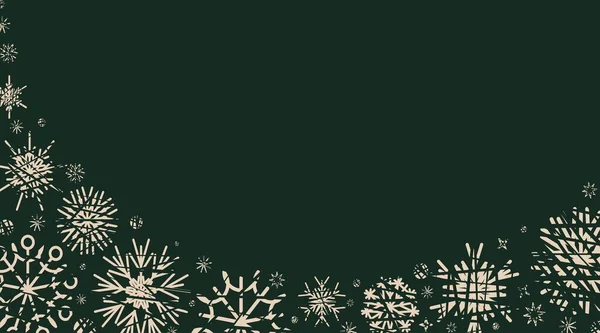 Nouvel Noël Modèle Festif Partir Flocons Neige Décorés Fond Sombre — Image vectorielle