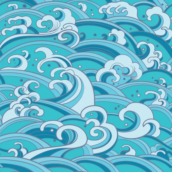 Motif sans couture avec des vagues d'eau et éclaboussures — Image vectorielle