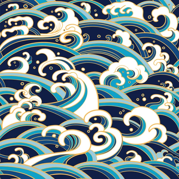 Бесшовный рисунок с водными волнами и брызгами — стоковый вектор