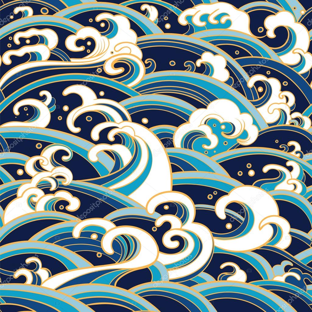 seamless pattern with water waves and splashes