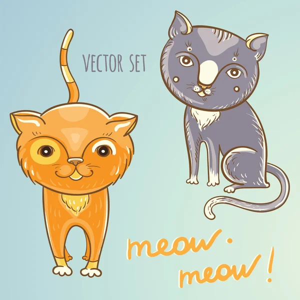 Векторний набір з милими кішками — стоковий вектор