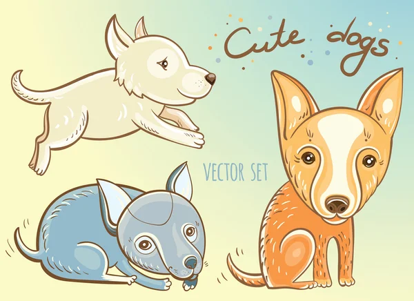 Vector conjunto con lindos cachorros — Vector de stock