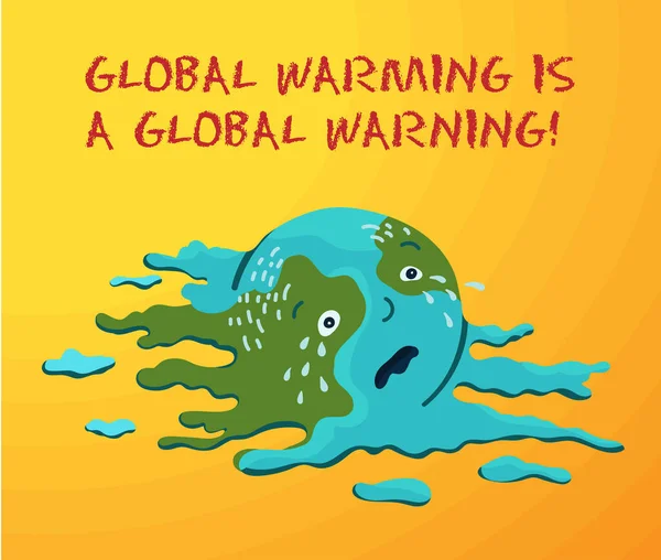 地球の生態学的な概念図は 温室効果から溶けます 地球温暖化は地球規模の警告です — ストックベクタ