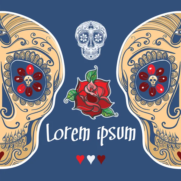 Vektor sablon calavera cukor koponya és a rózsa. EPS 10 — Stock Vector