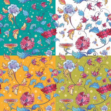 çiçek desen nilüferler ve peonies vektör