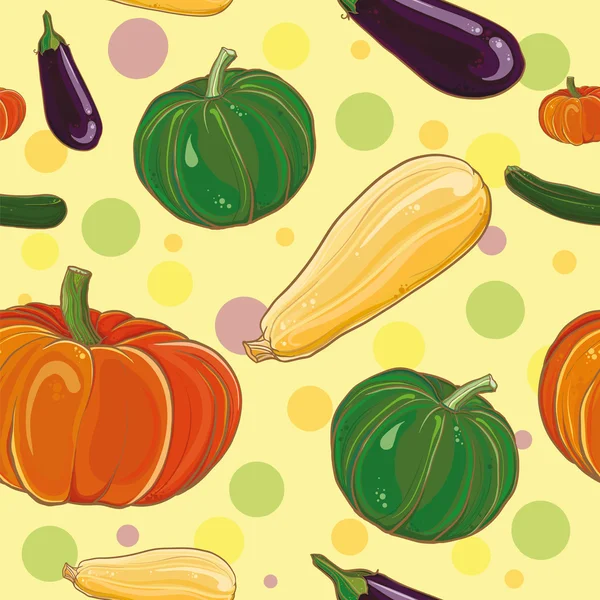 Patlıcan, kabak, kabak ve kabak ile vektör sorunsuz pettern — Stok fotoğraf